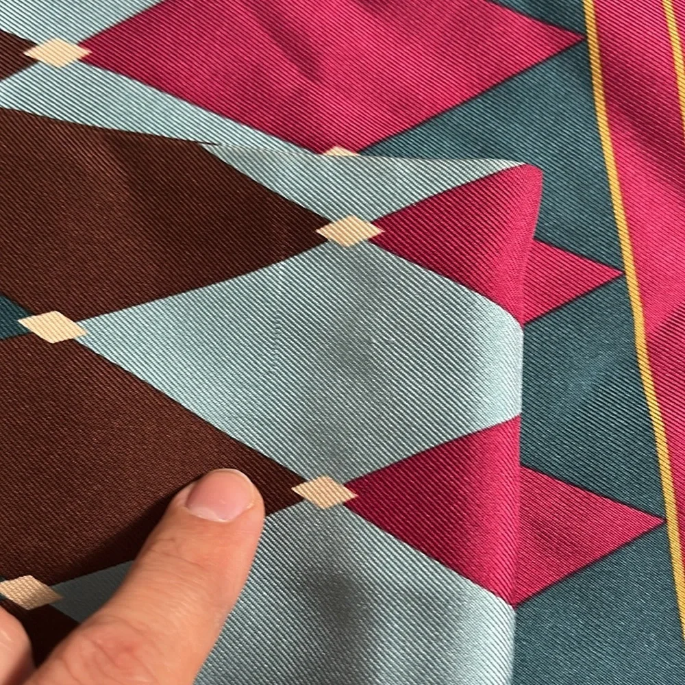 Colorful Geometric Patterned Fabric vintage satin men’s scarf